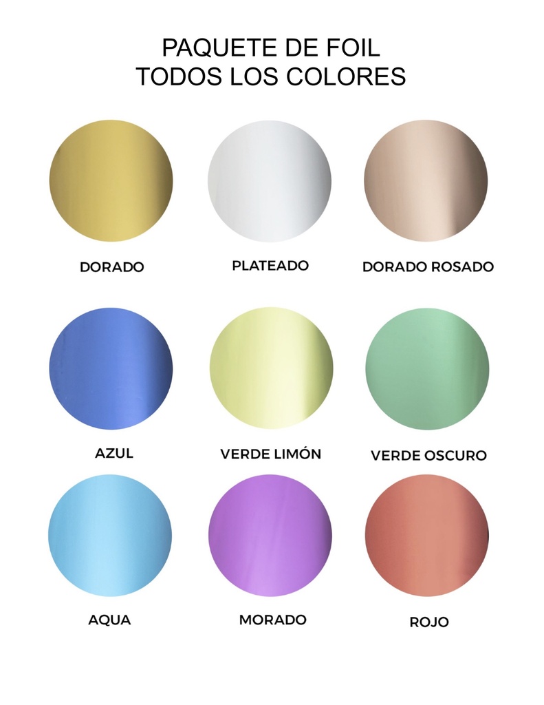 Paquete de Foil ( todos los colores 25 cm)